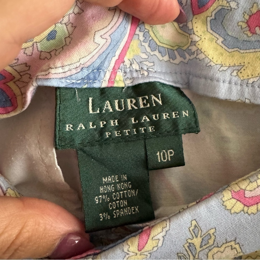 Lauren Ralph Lauren Pastel Paisley Capris - Light Blue, Pink, Green - Picture 3 of 5